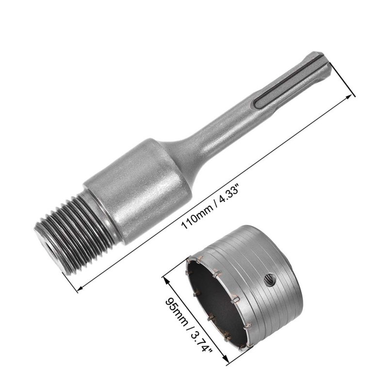 Wall Hole Drill Bit 95mm Concrete Cement Stone Saw Cutter 100mming Depth Round Shank With Connecting Rod For Sds X4 Impact