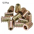 Uxcell M8x20mm Furniture Screw-in Nut Zinc Alloy Threaded Insert Nuts For Wood 12pcs