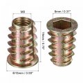 Uxcell M8x20mm Furniture Screw-in Nut Zinc Alloy Threaded Insert Nuts For Wood 12pcs