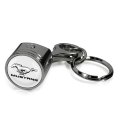 Ford Mustang Logo In White On Black Engine Piston And Rod Metal Key Chain