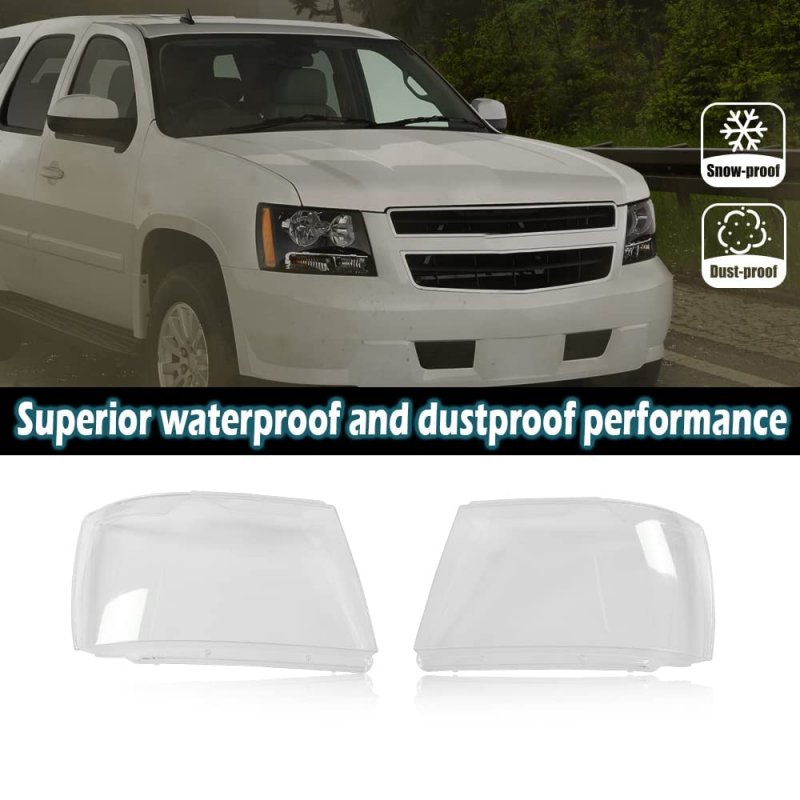 Headlight Cover For Chevy Tahoe Suburban 1500 2007-2014 Fit Avalanche 2500 2007-2013 Left Driver And Right Passenger Side Clear