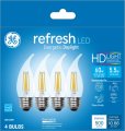Ge Lighting Refresh Led Hd Light Bulbs 5 Watt 60 Equivalent Daylight Clear Finish Medium Base Dimmable 4 Pack