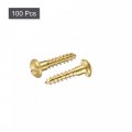 Uxcell Wood Screws M3 5 X 16mm Slotted Round Head Brass Self-tapping Screw 100 Pcs