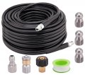 Sewer Jetter Kit For Pressure Washer 100 Ft 1 4 Inch Npt Drain Cleaning Hose Orifice 5 0 Button Rotating And Jetting Nozzle