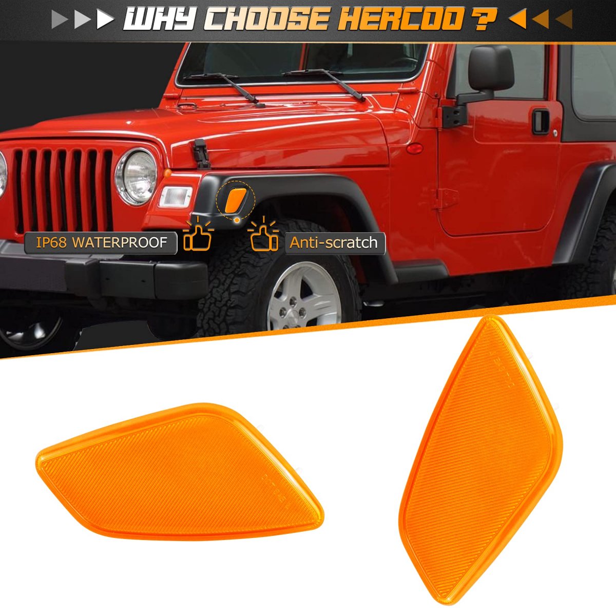Hercoo Led Park Signal Side Marker Lights Lamps Cover Lens Amber Bulbs Driver And Passenger Front Light Housing Assembly For