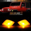 Hercoo Led Park Signal Side Marker Lights Lamps Cover Lens Amber Bulbs Driver And Passenger Front Light Housing Assembly