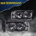 G-plus Headlights Assembly Compatible With 2002 2003 2004 2005 Dodge Ram 1500 2500 3500 Bumper Headlamp Cleara Lensa Black