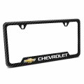 Ipick Image For Chevrolet Golden Logo Black Carbon Fiber Texture Abs Plastic 50 States License Plate Frame Is Official Licensed
