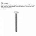 Uxcell Square Head Bolt 2pcs M6x55mm Fully Thread 304 Stainless Steel Grade C Machine Screws