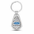 Ipick Image Made Clear Dome Real Silver Carbon Fiber Chrome Metal Teardrop Key Chain With Logo For Ford Platinum