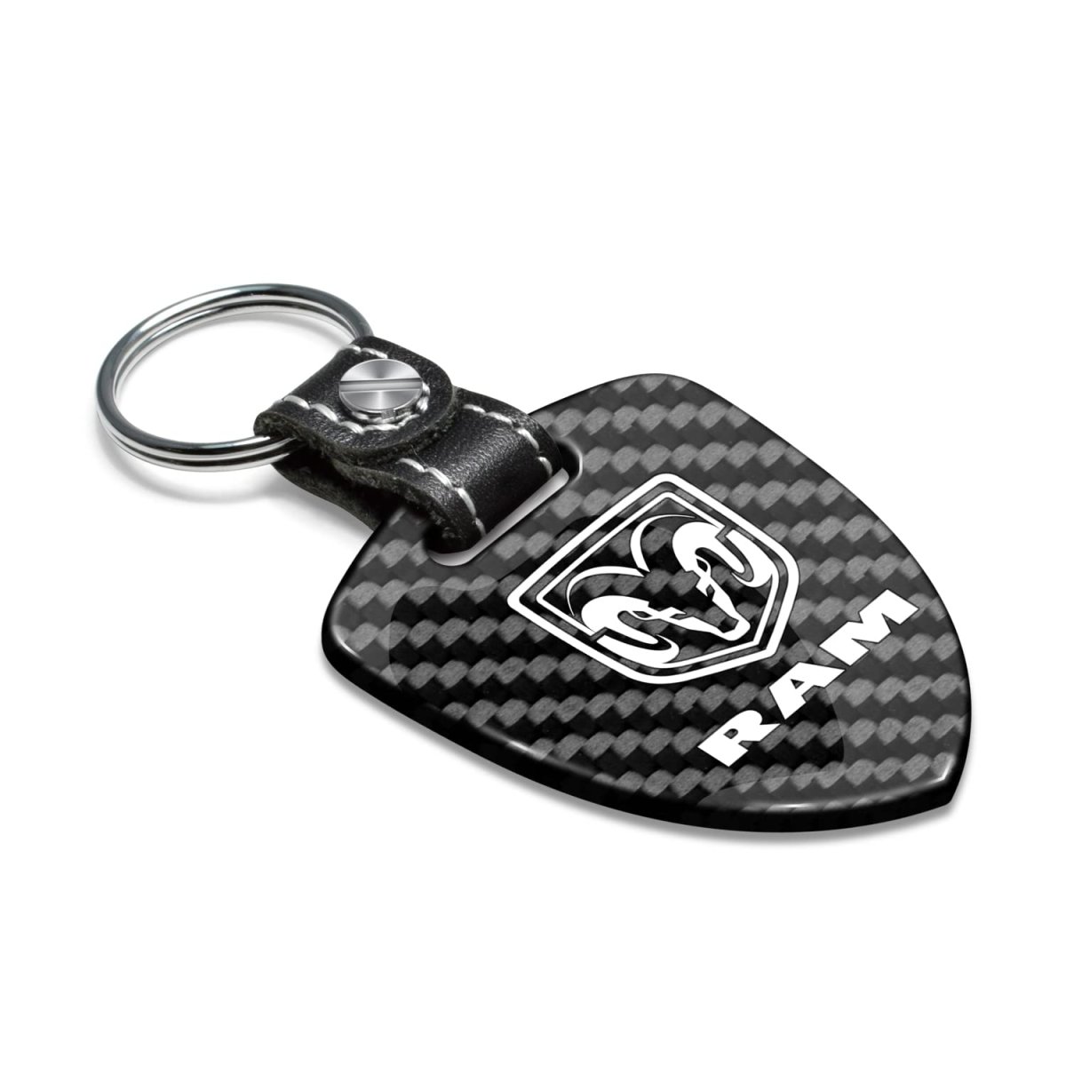 Ram Logo Real Black Carbon Fiber Large Shield-style Key Chain