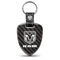 Ram Logo Real Black Carbon Fiber Large Shield-style Key Chain