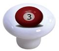Set Of 2 Billiards 3 Pool Ball Ceramic Cabinet Drawer Knobs 