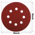 Hifrom 120pcs Sanding Discs 5 Inch 6 Hole Circular Dustless Hook And Loop Sandpaper Disks Assorted Orbital Sander Pads 12 Each