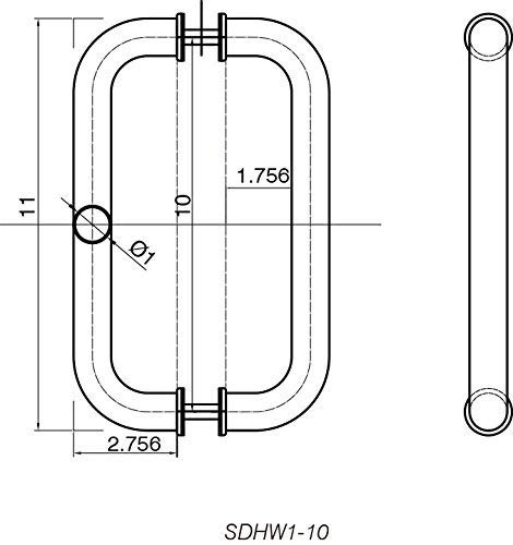 Rockwell Security 10 Inline Back To Tempered Glass Mount Commercial Swing Door Pull Handle In Brushed Stainless Finish