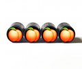 Peach Emoji Tire Valve Stem Caps Black Aluminum Set Of Four 