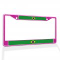 Fastasticdeals Metal Insert License Plate Frame Brazil Flag C Weatherproof Car Accessories Hot Pink 2 Holes Solid 