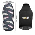 Seamless Pink White Swimming Axolotls Blue Algae Leaves On Dark 1 Pc Car Front Seat Covers Non-slip Vehicle Premium Fabric