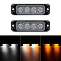 12pcs 4-led White Amber Ultra Slim Surface Mount Emergency Warning Sync Strobe Light Head Car Truck