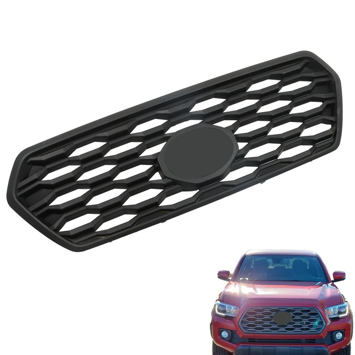 Front Bumper Grille Uppe Insert Grill Matte Black Honeycomb Replacement For 2016-2022 Tacoma