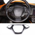 Steering Wheel Cover Trim Real Carbon Fiber 1pcs Compatible With Corvette C7 Stingray 2014-2019 Button Protection Frame