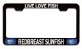Live Love Fish Redbreast Sunfish Fishing Black Metal License Plate Frame Tag Holder Z38 
