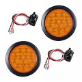 Astra Depot 16x Amber 12-led 4 Round Tail Turn Signal Light Grommet Plug Kit Truck Trailer Rv Long Vehicle 12v