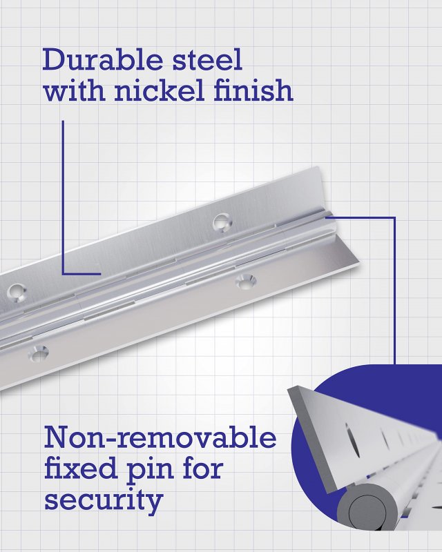 Continuous Pin Door Hinge 30 In X 1 5 Stainless Steel Surface Mount Rust Resistant Finish Model 853401