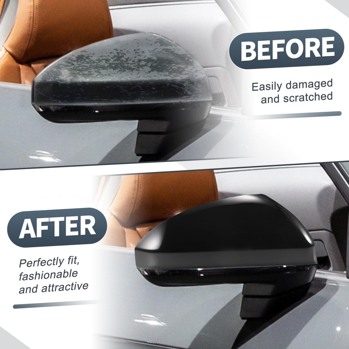 Pair Car Rear View Driver Passenger Side Mirror Cover Cap Replacement Gloss Black For Audi Tt Mk3 8s 2014-2023 R8 2015-2023
