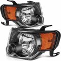 Ocpty Compatible For Ford Escape 2008-2012 Headlight Headlamps Black Housing Amber Reflector