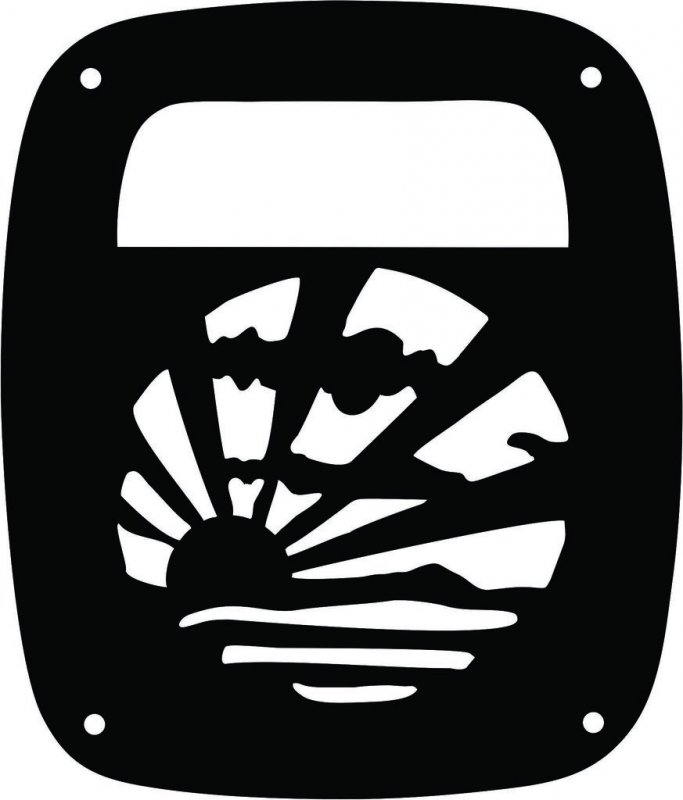 Jeeptails Art Deco Sunrise Tail Lamp Light Covers For Jeep Cj Or Yj And Tj Wranglers Black Set Of 2