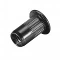 Uxcell M4 Rivet Nuts Carbon Steel Zinc-plated Knurled Flat Head Threaded Insert Nut Black 50pcs