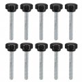 M6 X 50mm Metric Male Thread Knurled Clamping Knobs Grip Thumb Screw On Type Hand Handle Bolt With Plastic Black 10 Pcs