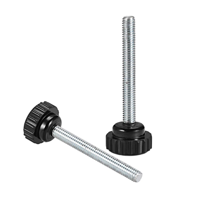 M6 X 50mm Metric Male Thread Knurled Clamping Knobs Grip Thumb Screw On Type Hand Handle Bolt With Plastic Black 10 Pcs