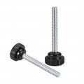 M6 X 50mm Metric Male Thread Knurled Clamping Knobs Grip Thumb Screw On Type Hand Handle Bolt With Plastic Black 10 Pcs 