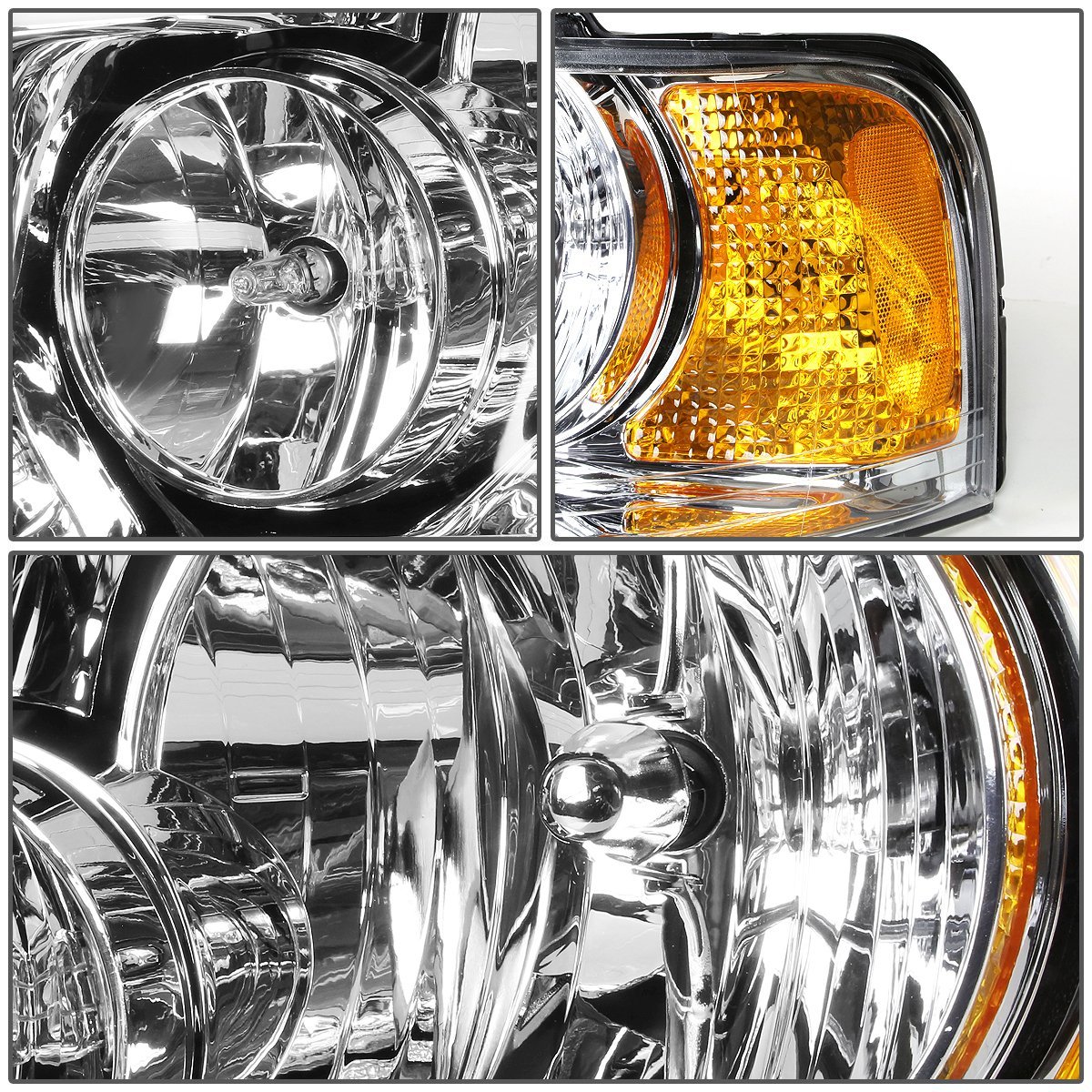 Auto Dynasty Oe Style Chrome Housing Amber Corner Headlight Lamps Tool Kit For Ford Expendition 03-06