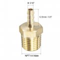 Uxcell Brass Hose Barb Fitting Straight 3 16 Inch X Npt 1 4 Male Thread Pipe Connector For Water Air Fuel Tube 2pcs
