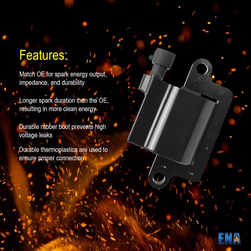 Ena Set Of 8 Square Ignition Coil And 7mm Red Wire For Cadillac Chevrolet Gmc Hummer Isuzu Workhorse C5500 Escalade Kodiak