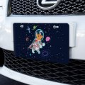 Graphics More Cosmonaut Astronaut Dog In Space With Planets And Stars Novelty Metal Vanity Tag License Plate