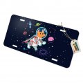 Graphics More Cosmonaut Astronaut Dog In Space With Planets And Stars Novelty Metal Vanity Tag License Plate