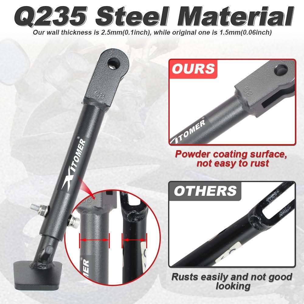 Adjustable Kickstand For Fz6r 2009 To 2017 Heavy Duty Steel Side Stand 0 3 In Length With Black Coating Lowered Bikes