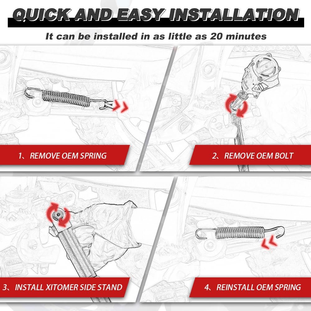 Adjustable Kickstand For Fz6r 2009 To 2017 Heavy Duty Steel Side Stand 0 3 In Length With Black Coating Lowered Bikes