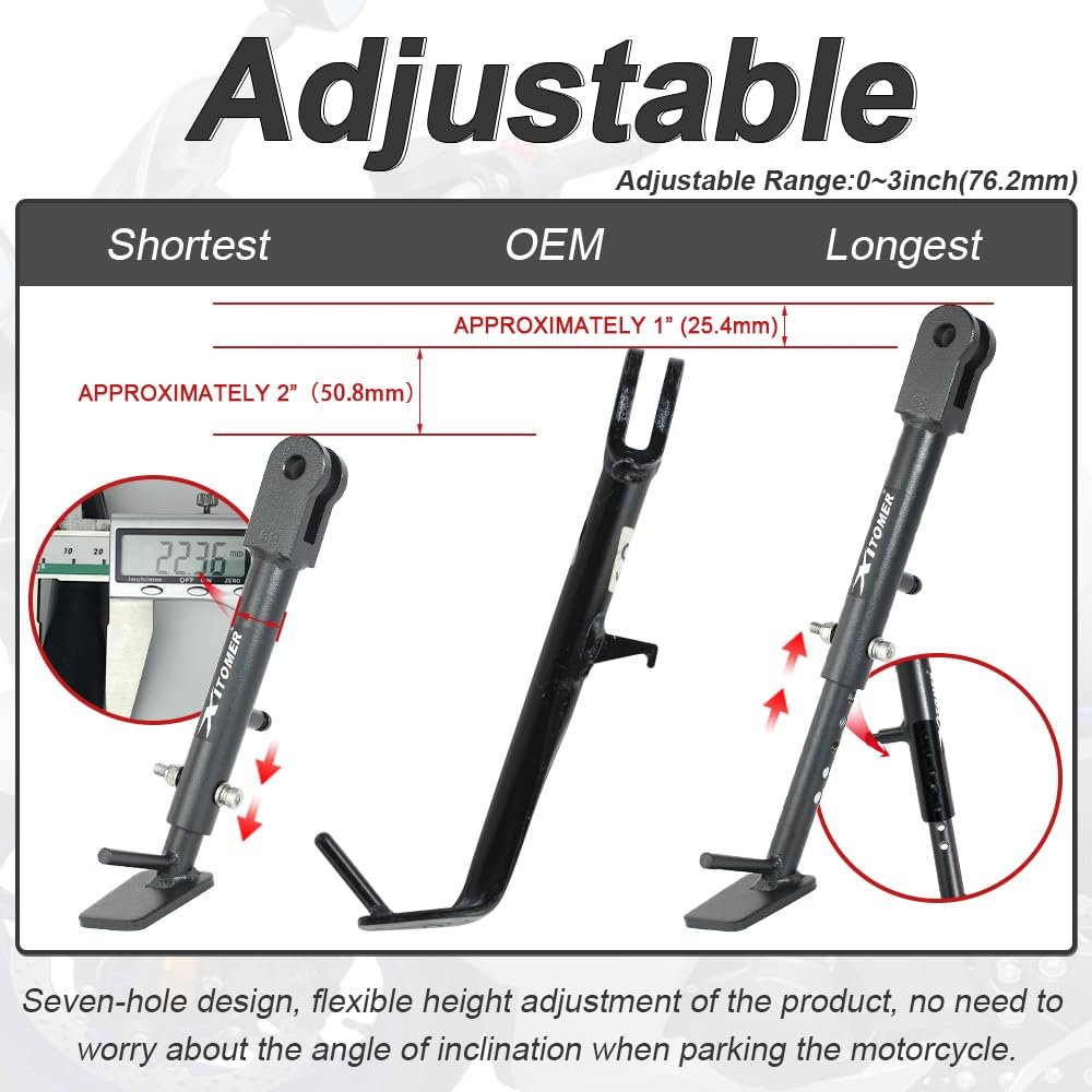 Adjustable Kickstand For Fz6r 2009 To 2017 Heavy Duty Steel Side Stand 0 3 In Length With Black Coating Lowered Bikes