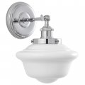 Linea Di Liara Lavagna Farmhouse Polished Chrome Bathroom Light Fixtures Over Mirror Vanity Wall Sconce Milk Glass Shade Modern 