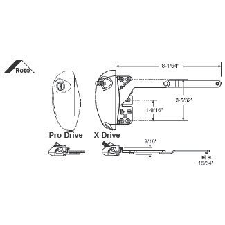 Stb Split Arm Casement Operator For Vinyl Windows Left Hand Roto Pro Drive Blue White Metal Hardware