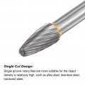 Uxcell Carbide Burrs Rotary Files Single Cut Tree With Ball Nose Tungsten Tip 8mm Cutting Head 6mm Shank 100mm 4-inch Length