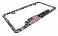 3d Usa American Flag Camo Metal Open License Plate Frame