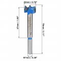 Uxcell Forstner Wood Boring Drill Bit 20mm Dia Hole Saw Carbide Alloy Steel Tip Round Shank Cutting For Hinge Plywood Tool Blue