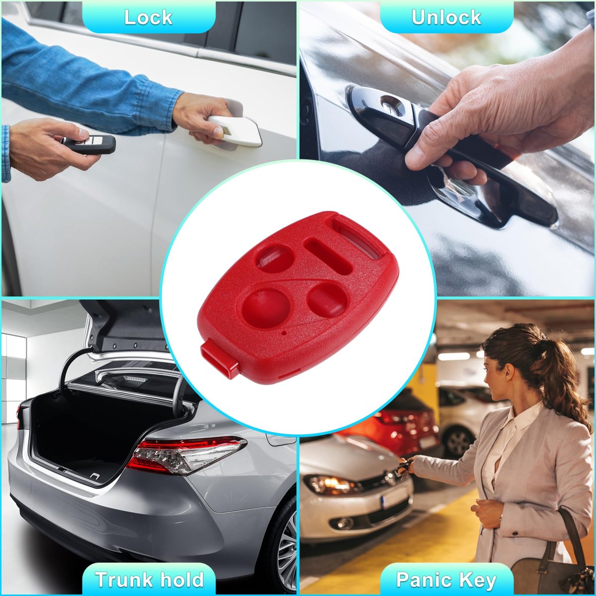 4 Buttons Keyless Entry Remote Key Fob Shell Case Kit For Honda Cr-v Pilot Civic Accord With Mini Screwdriver Red