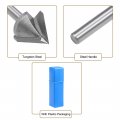 Uxcell 60 Degree V-groove Router Bit 22mm Dia With 6mm Shank Titanium Steel Tipped V Grooving Gray